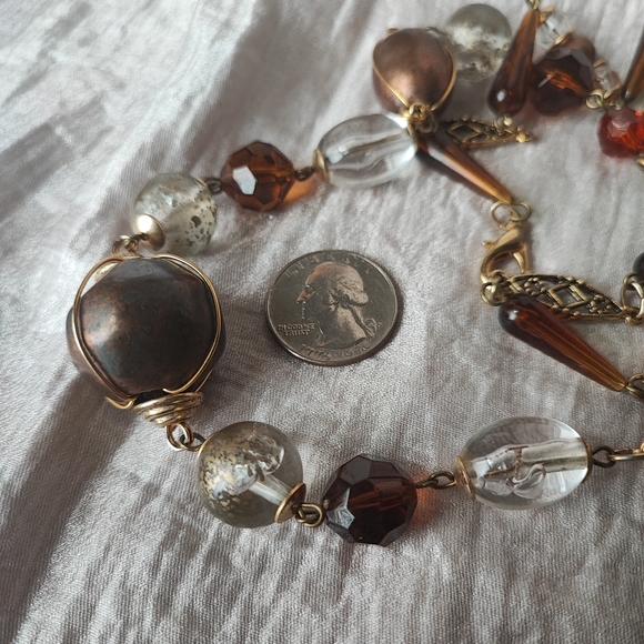 Express Brand Opera Length Necklace Made in Italy Clear Bubble Lucite Wire Cage - Picture 10 of 16